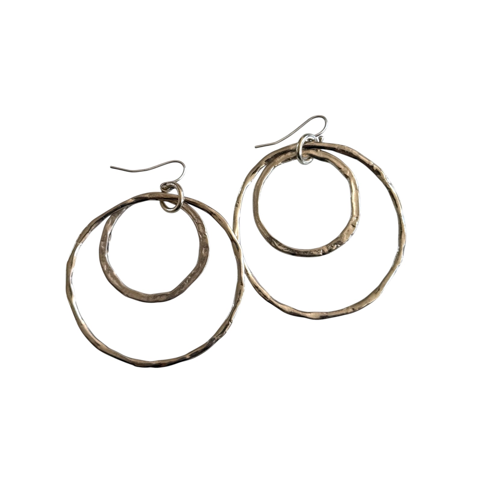Boucles d'oreilles martelées doubles anneaux Clement Silver — Sterling silver
