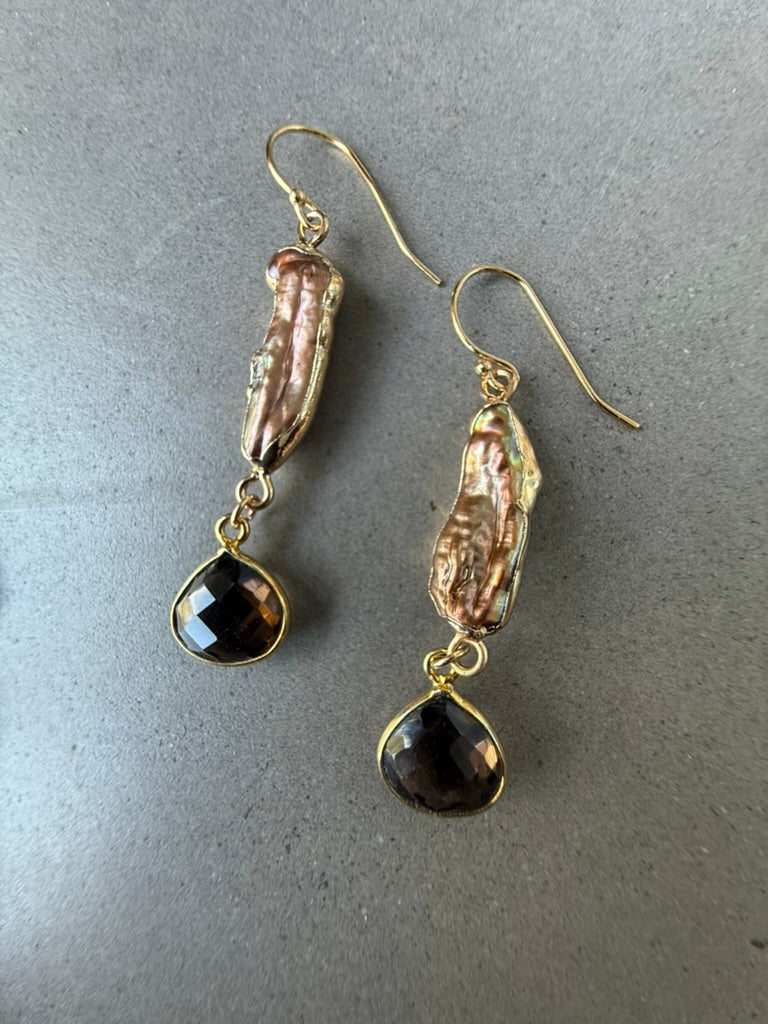 Pearl with Quartz Earrings