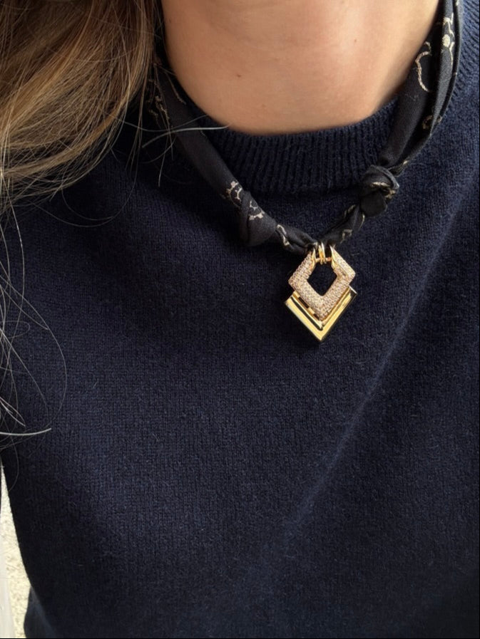 Black and Gold Bandana Necklace
