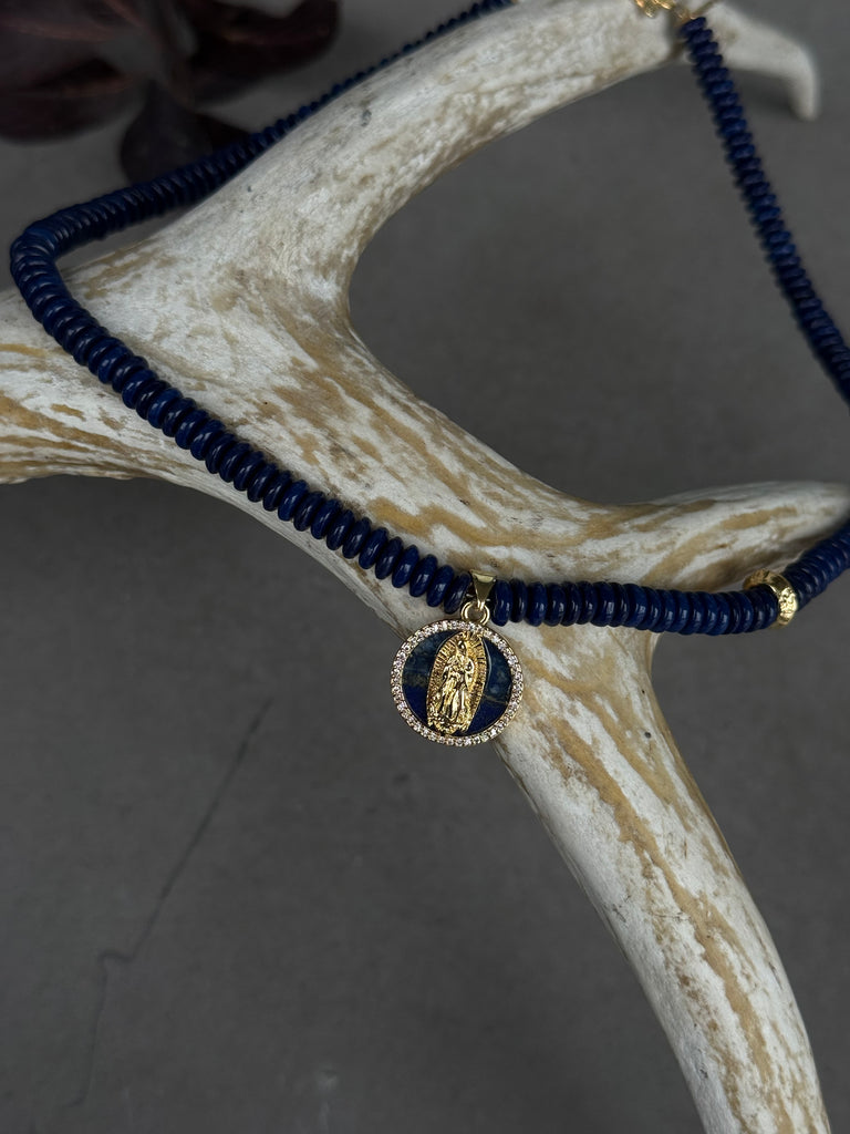Lapis Mary Necklace