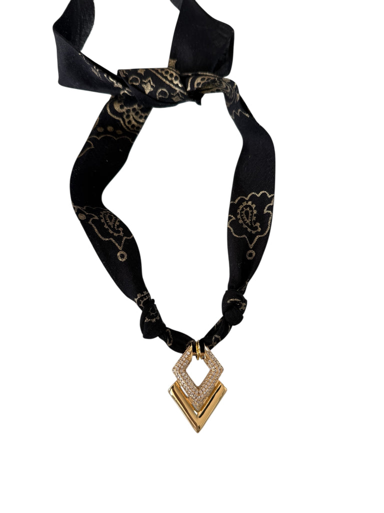 Black and Gold Bandana Necklace