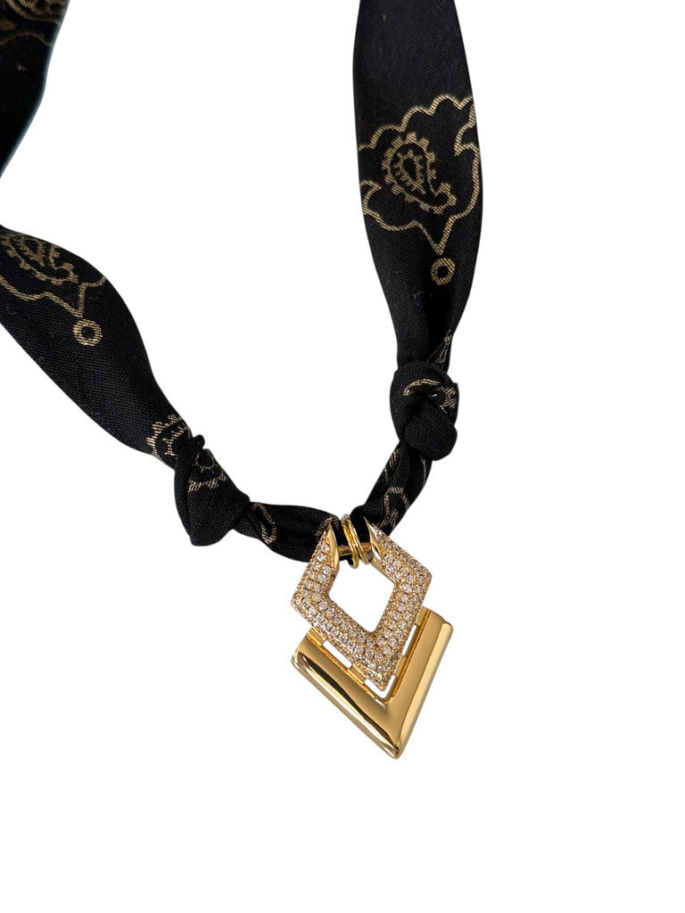 Black and Gold Bandana Necklace