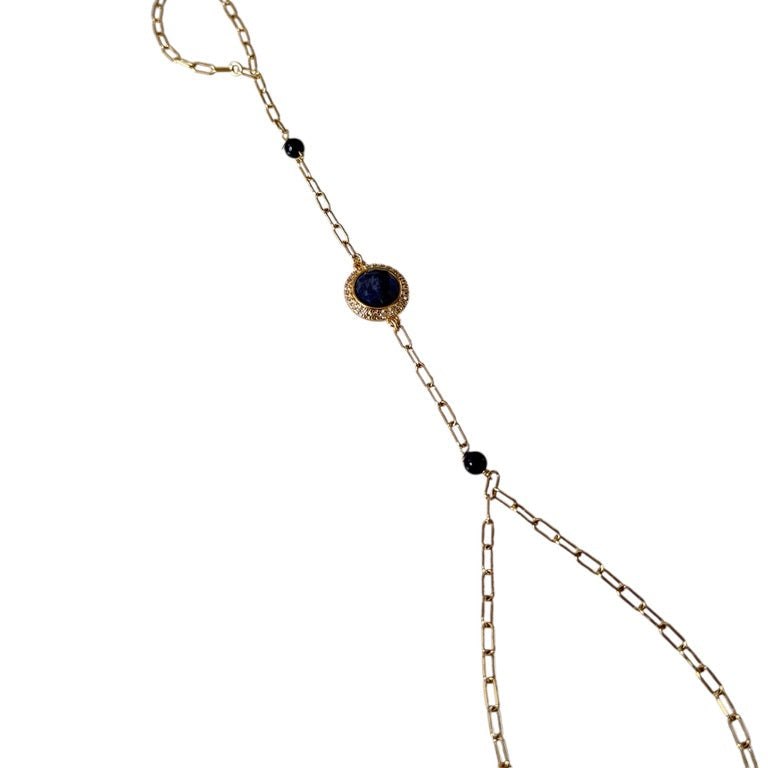 Cadena de mano de ónix negro