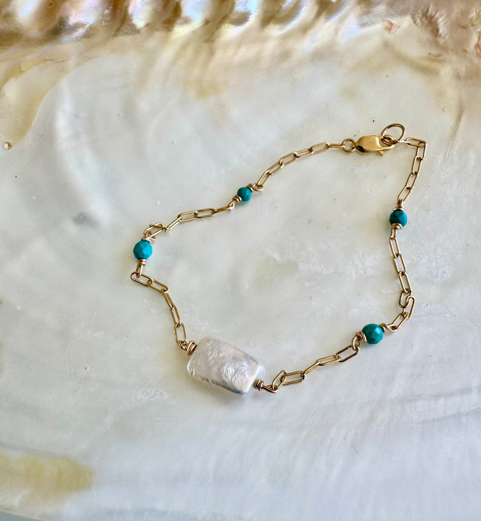 Melody Miles Gold Turquoise Anklet