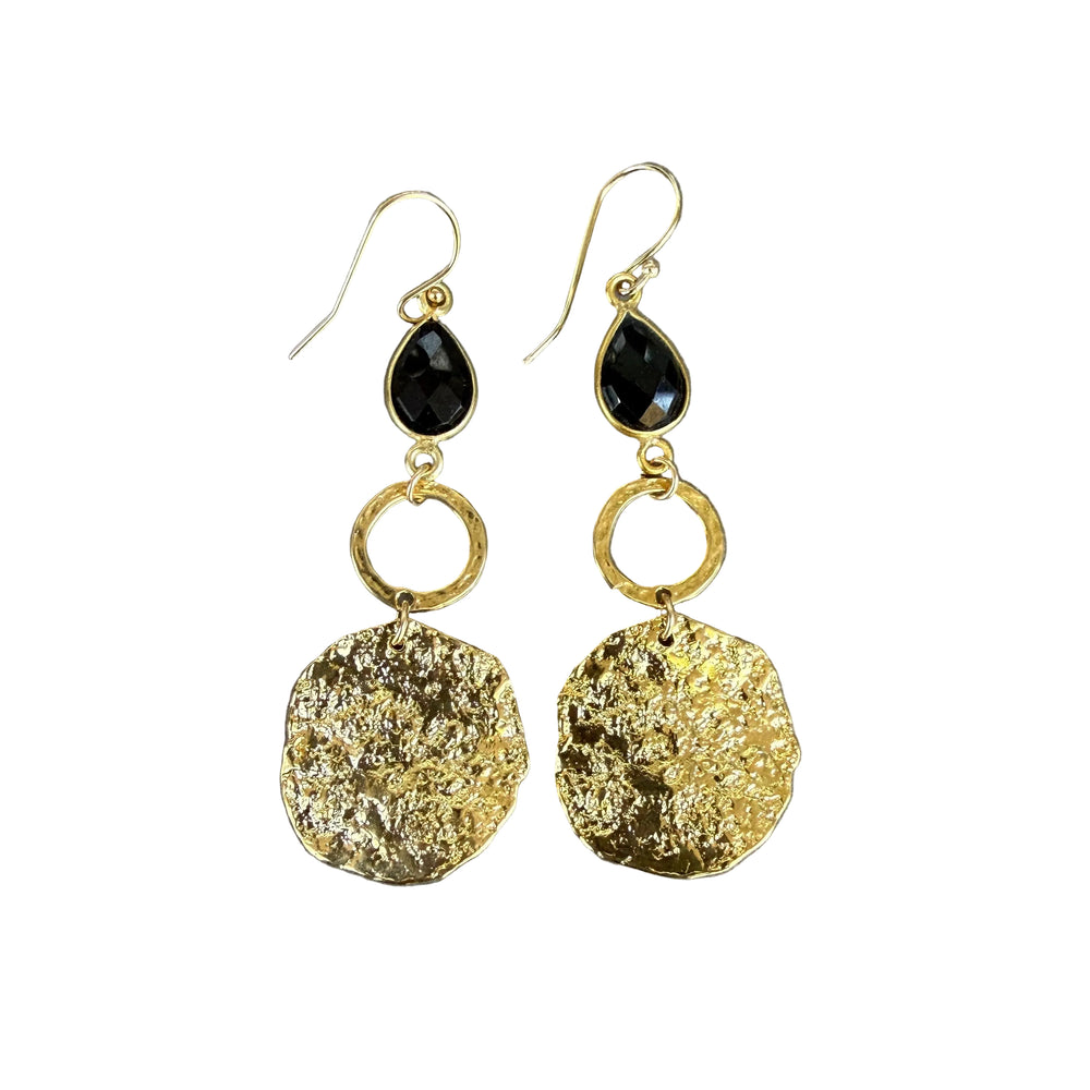 Adelaide Onyx and Gold Chunk Earrings