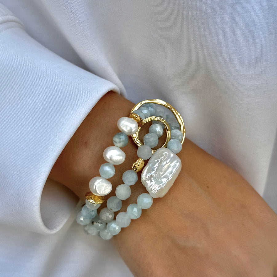 Aquamarine Triple Threat Bracelet