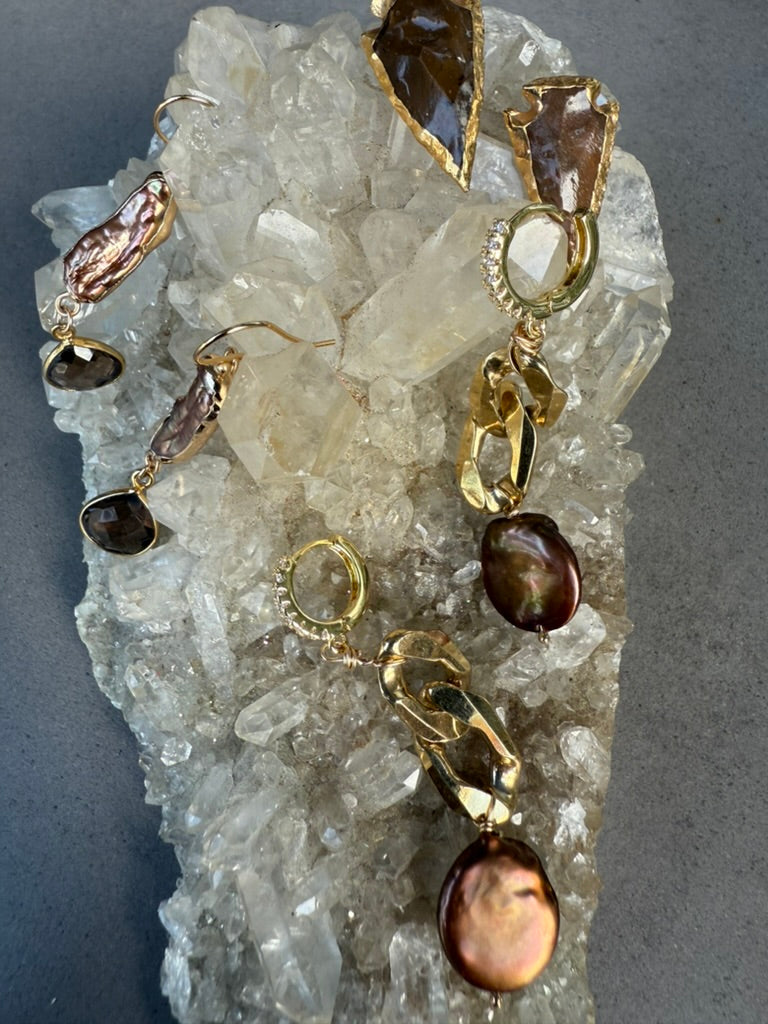Pearl with Quartz Earrings