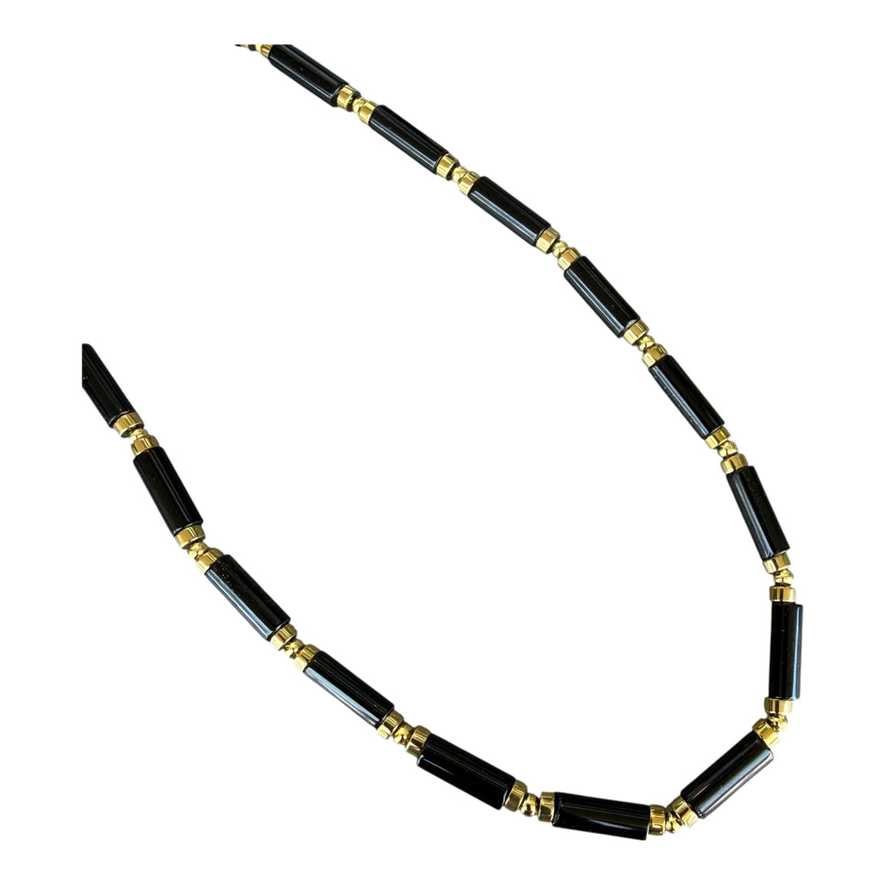 Benedict Black Onyx and Gold Bead Necklace