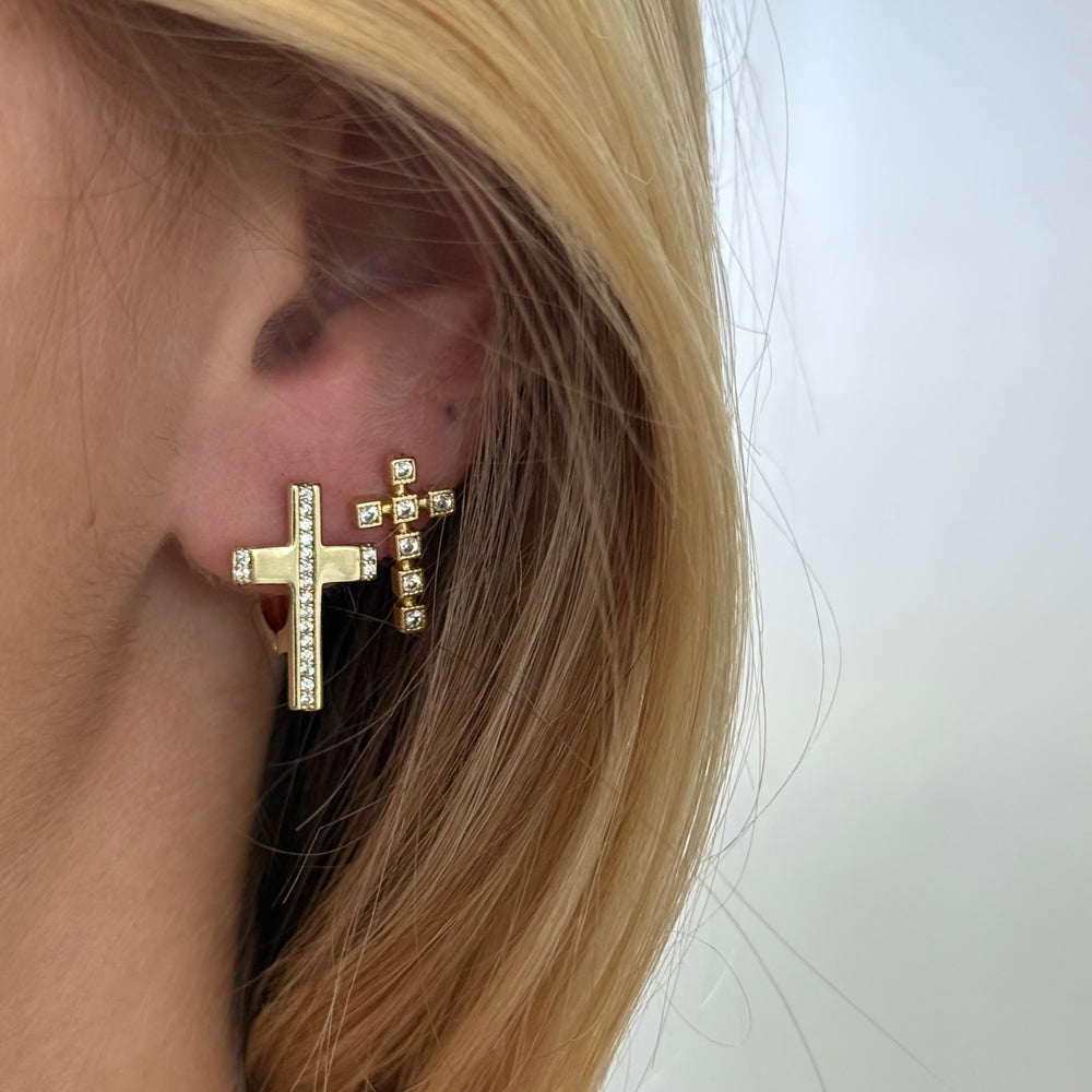 Boniface Gold Cross Earrings
