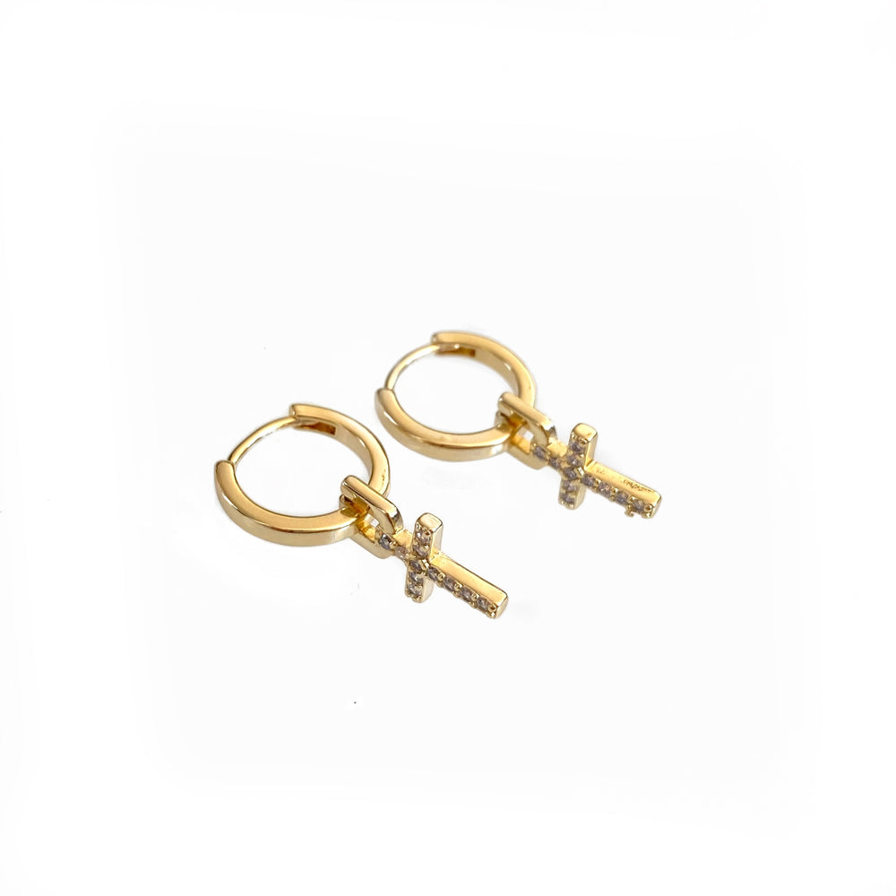 Cadfan Cz Cross Earrings