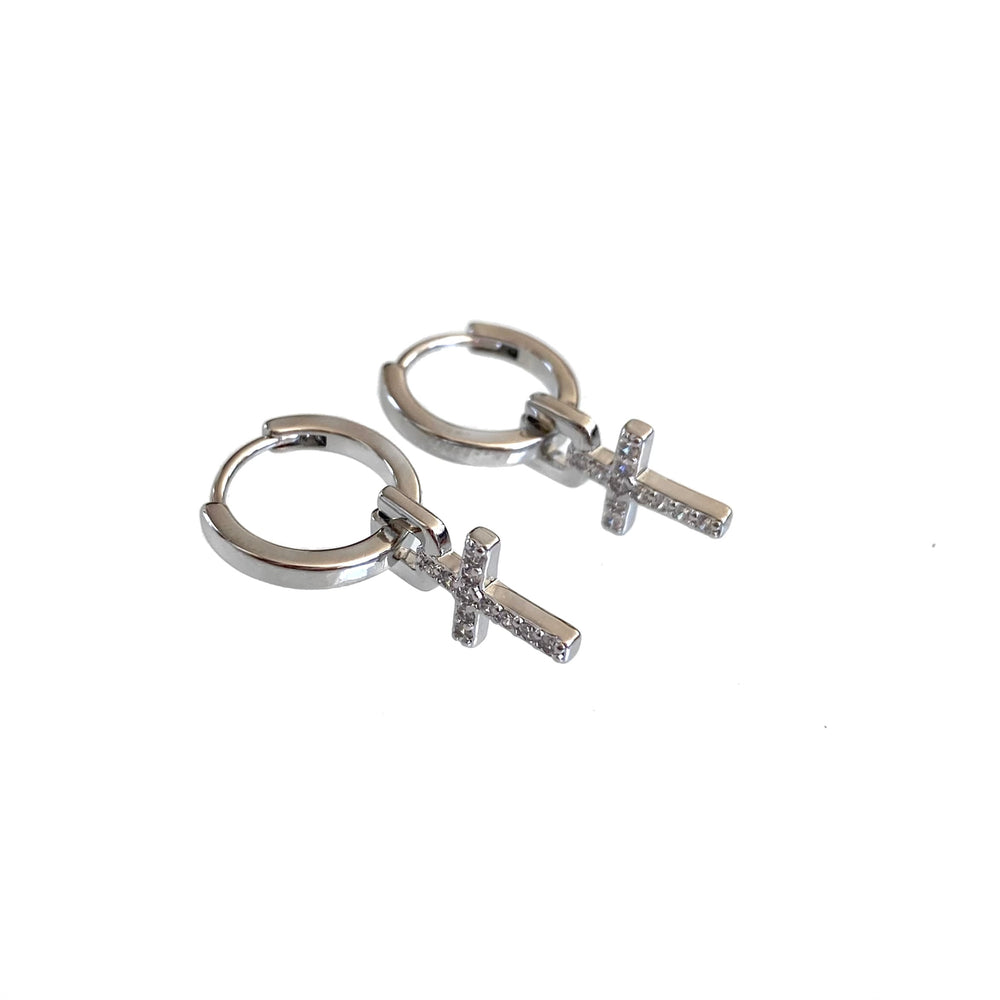 Cadfan Cz Cross Earrings