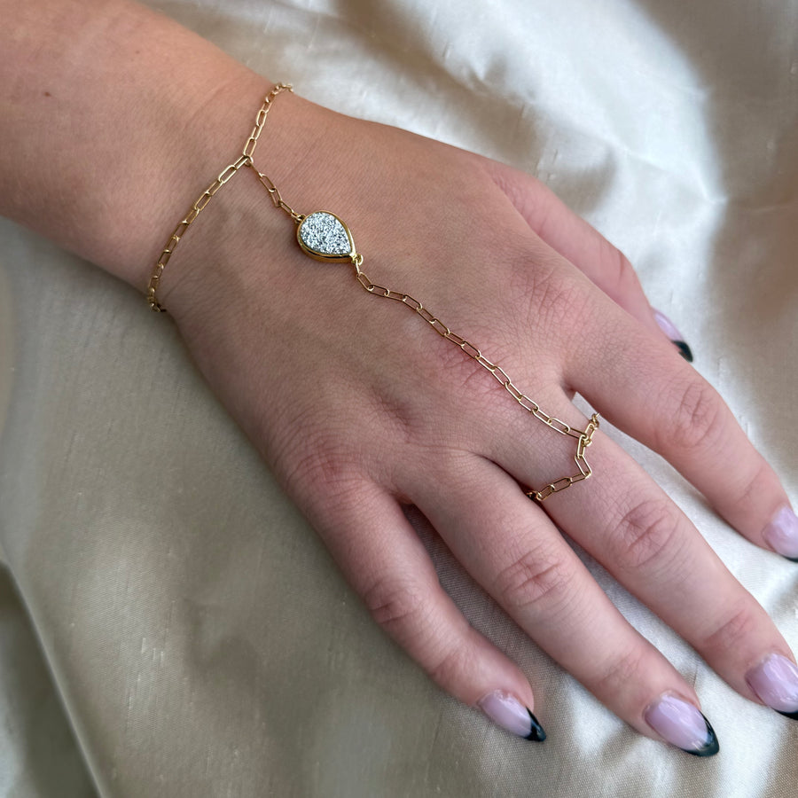 Celestine Druzy hand chain