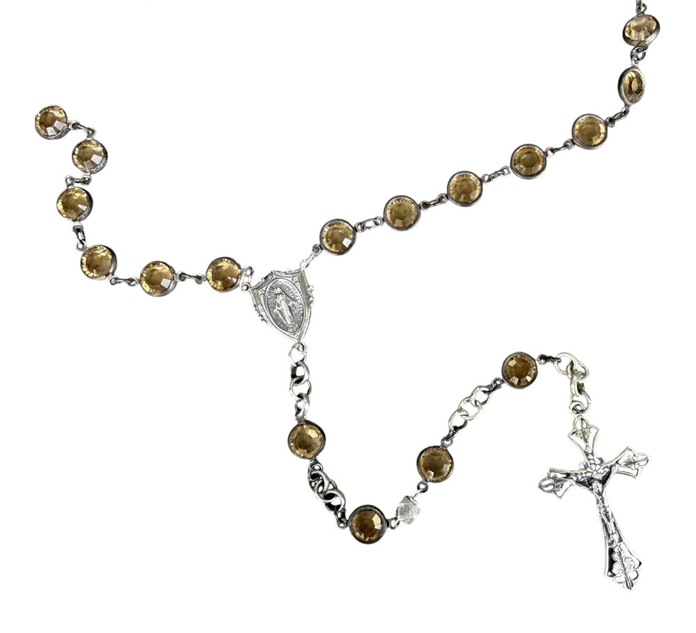 Chartres Amber Colored Swarovski Rosary