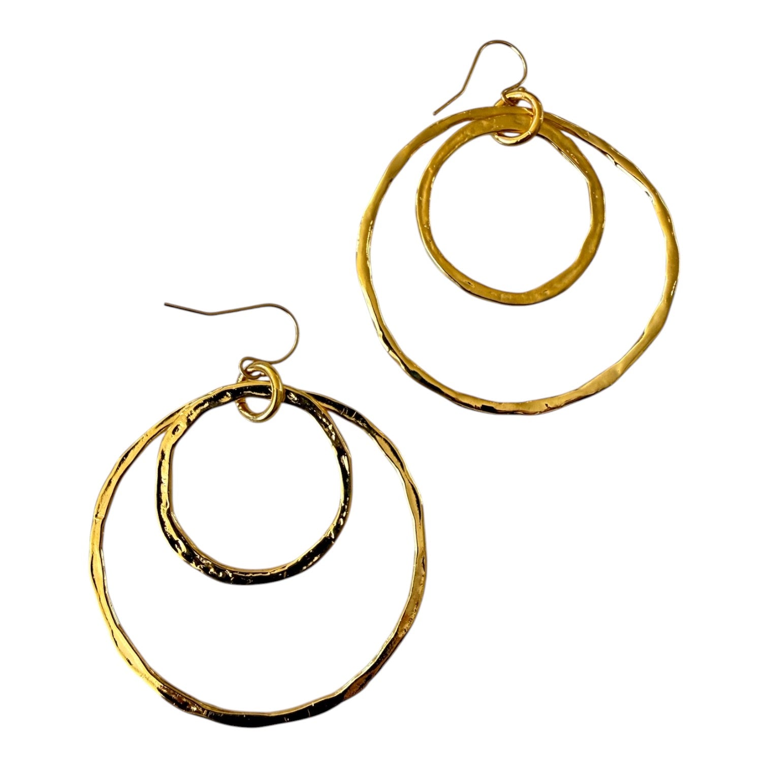 Boucles d'oreilles martelées doubles anneaux Clement Silver — Gold Filled