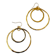 Boucles d'oreilles martelées doubles anneaux Clement Silver — Gold Filled