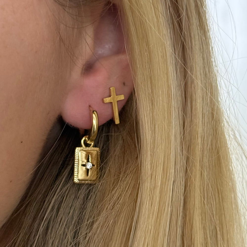 Matthias Gold Cross Stud Earrings