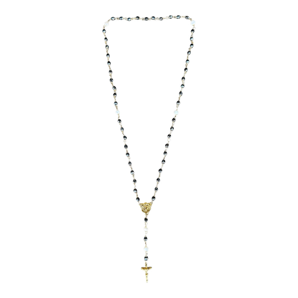 Duomo Hematite and Pearl and Rosary