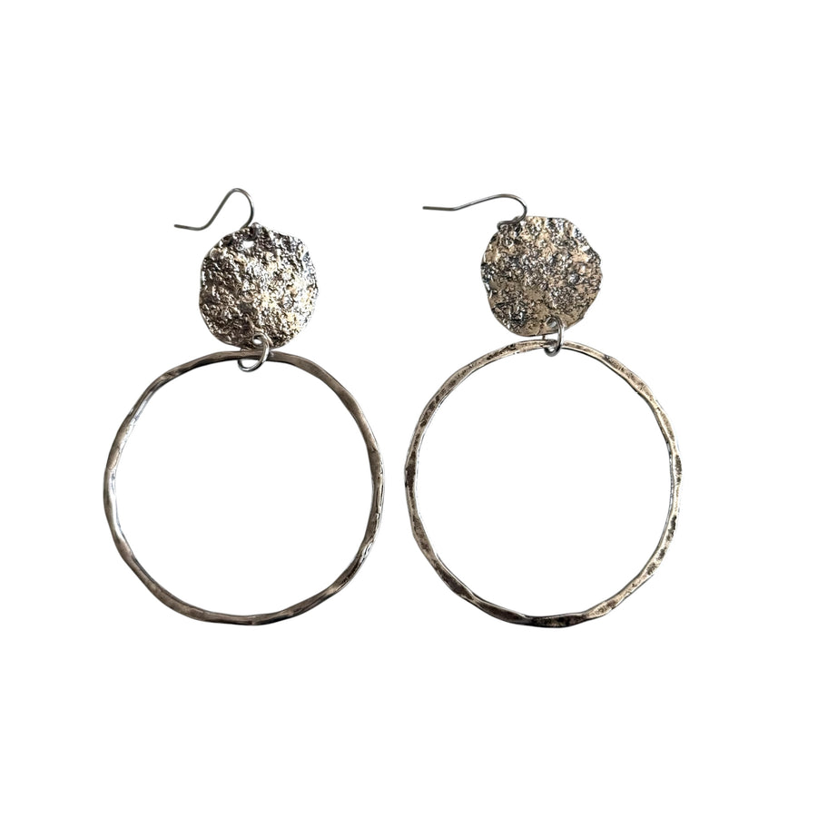 Pendientes de aro Elisha Silver Chunky con efecto martillado