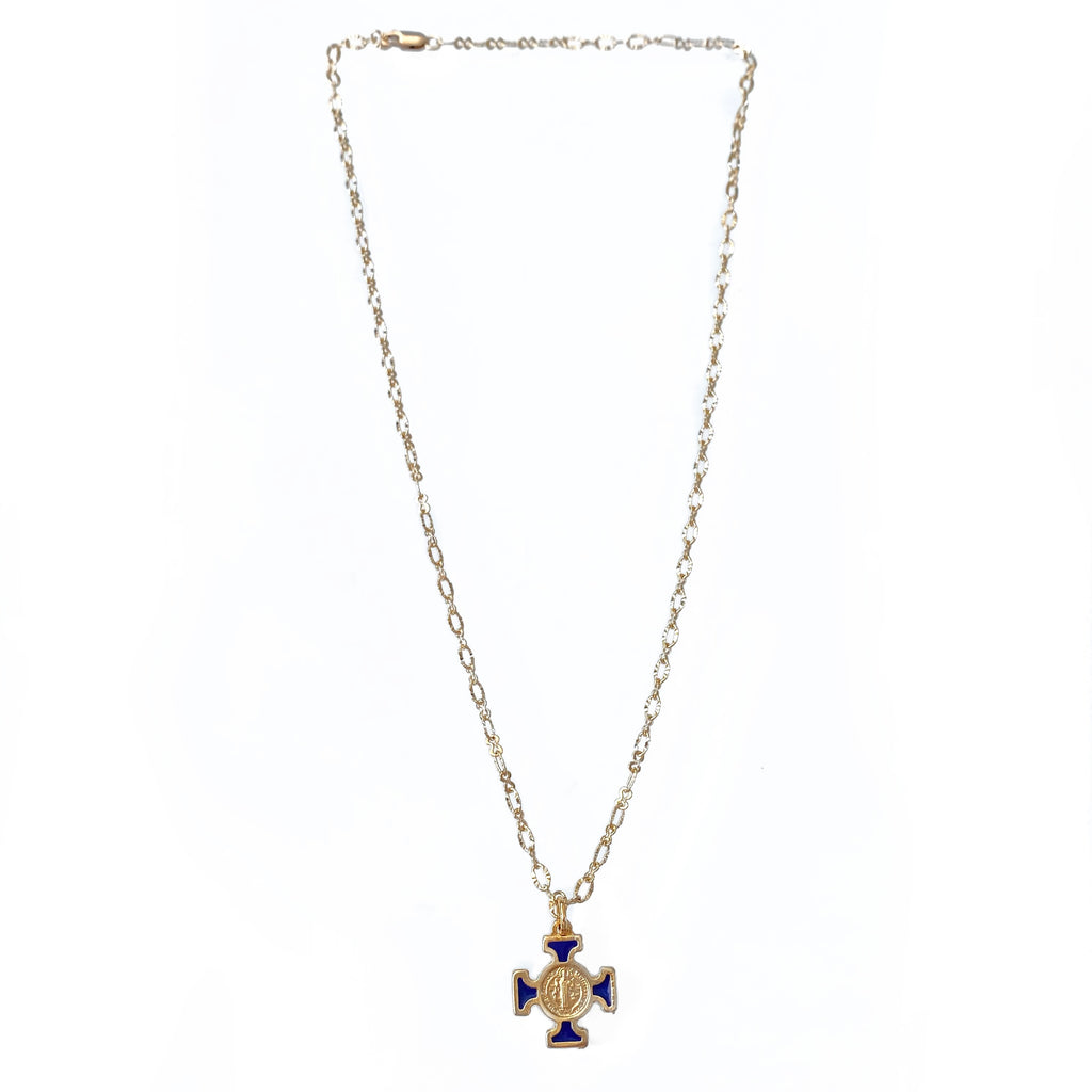 Royal Enamel Cross with Gold Chain