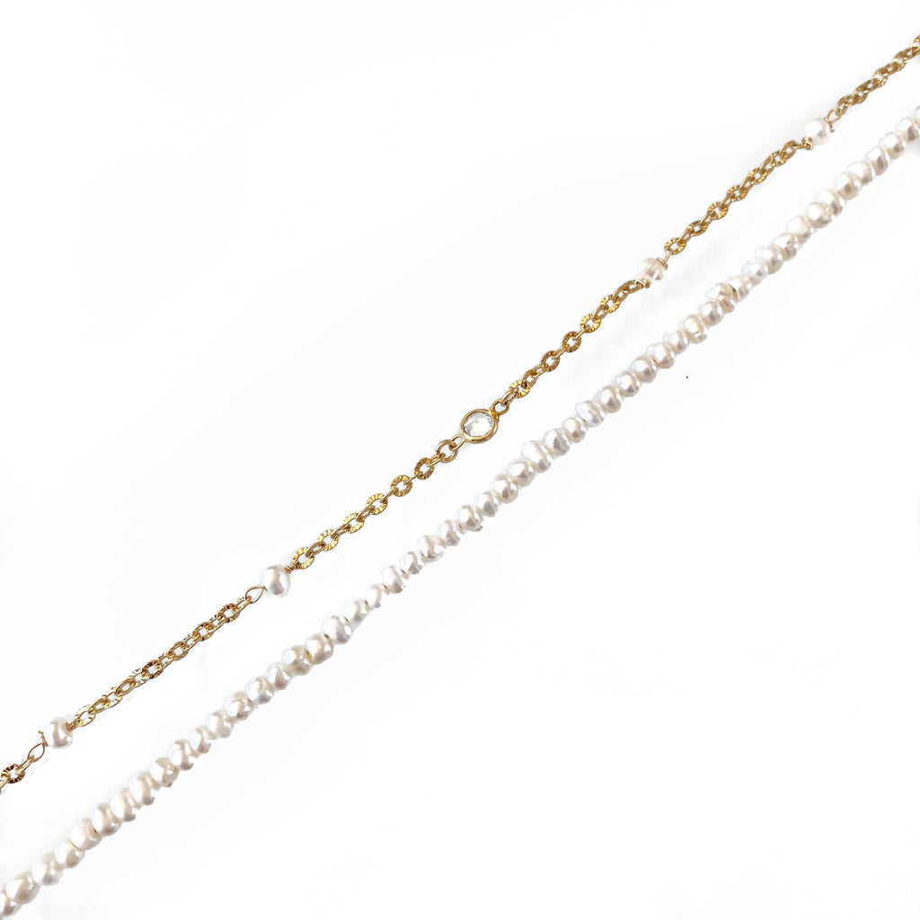 Pearl CZ Anklet Set