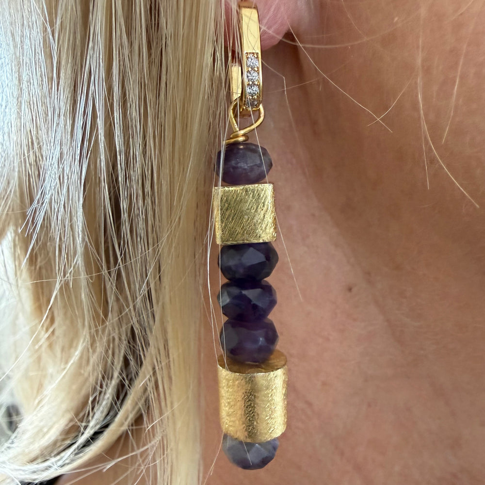 Hildegard Amethyst and Gold Beaded Earrings