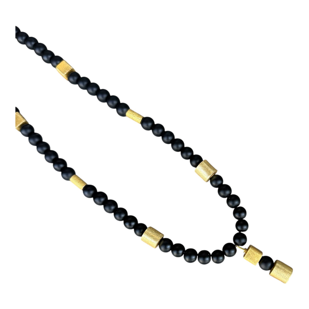 Hildegard Onyx and Gold Beaded Necklace