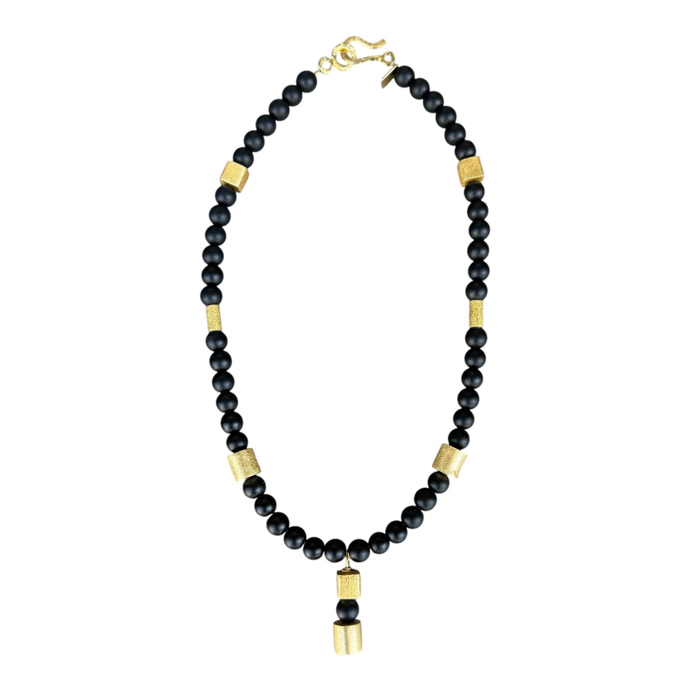 Hildegard Onyx and Gold Beaded Necklace