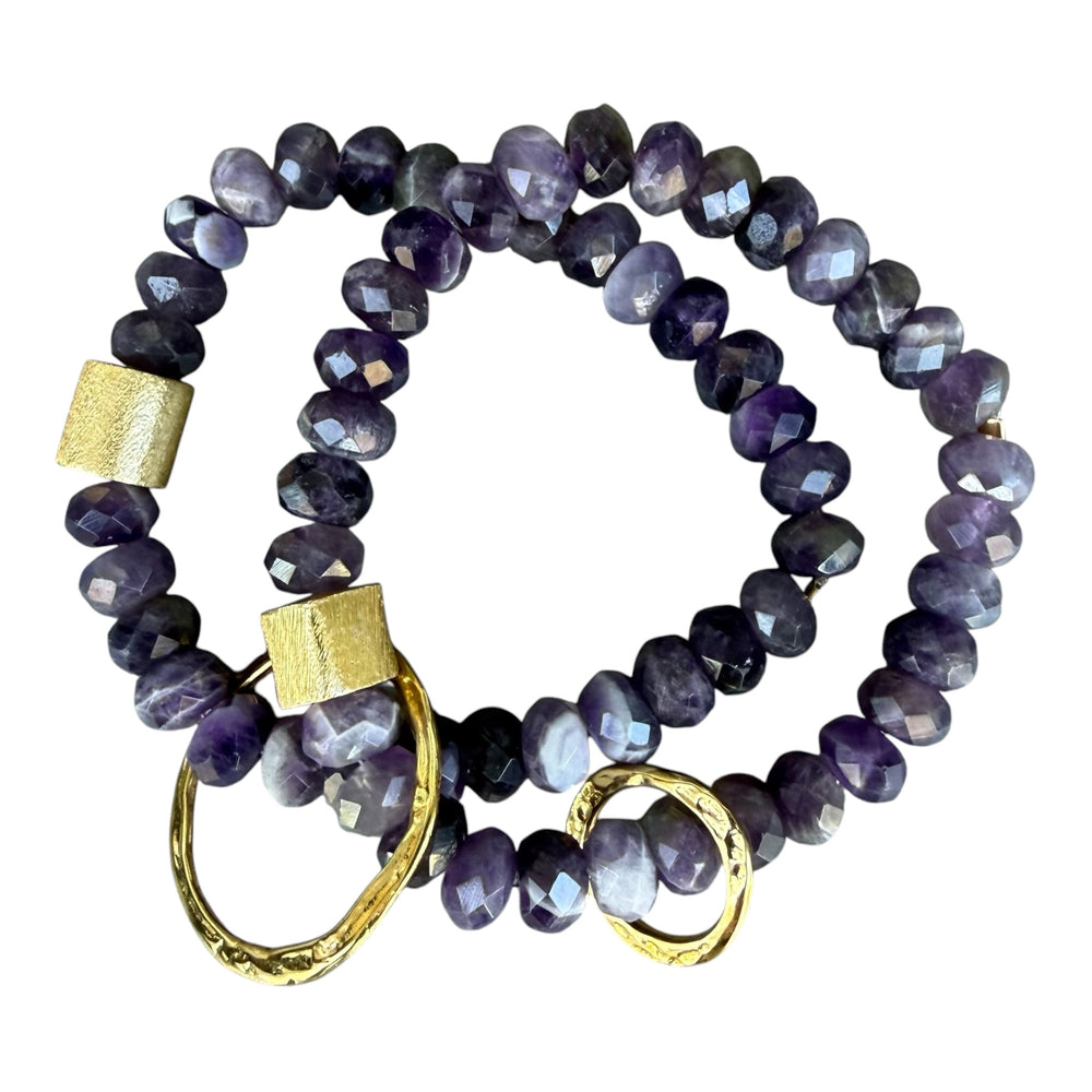 Hildegard Double Amethyst and Gold Beaded Bracelet