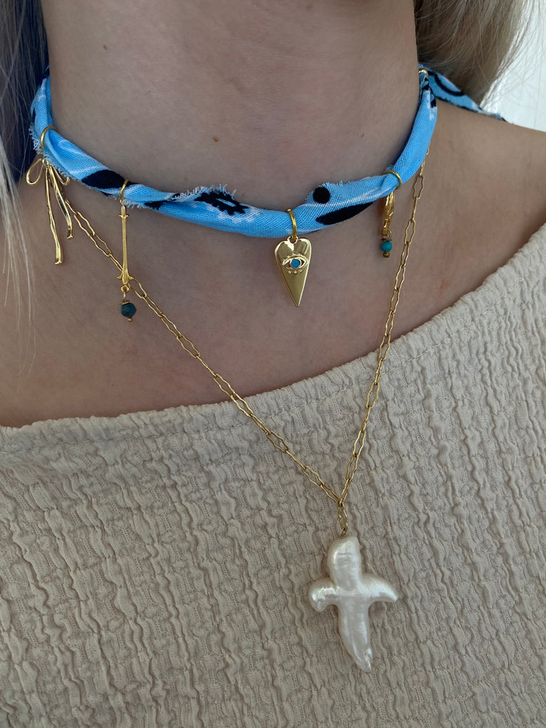 Light Blue Bandana Necklace