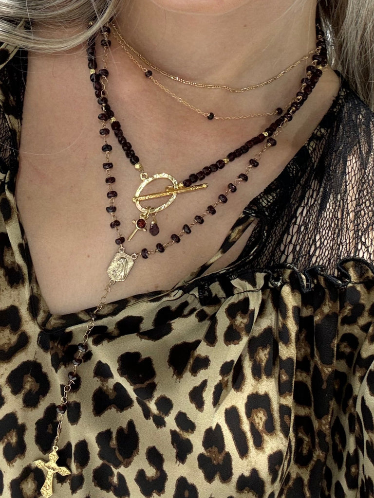 Garnet Wire Wrapped Necklace