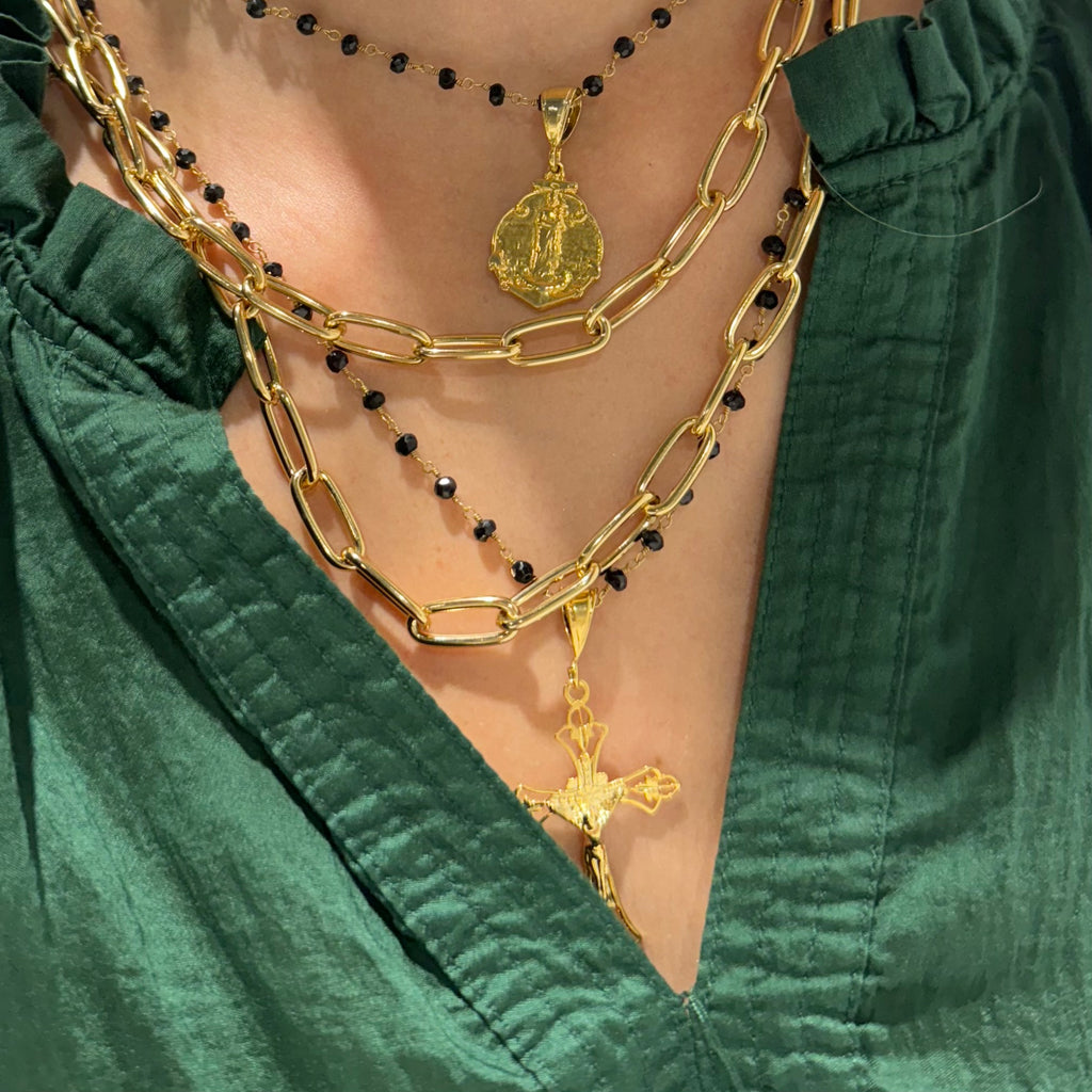 Black Onyx Cross Necklace