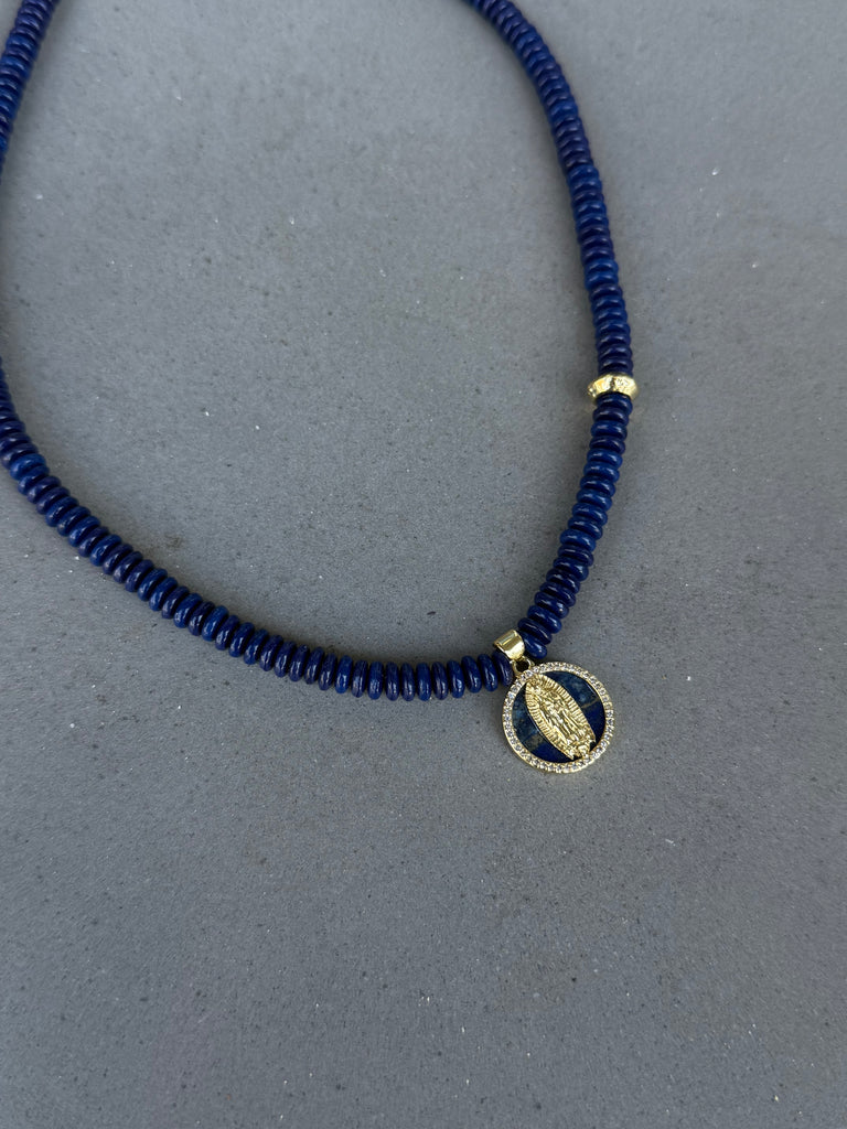 Lapis Mary Necklace