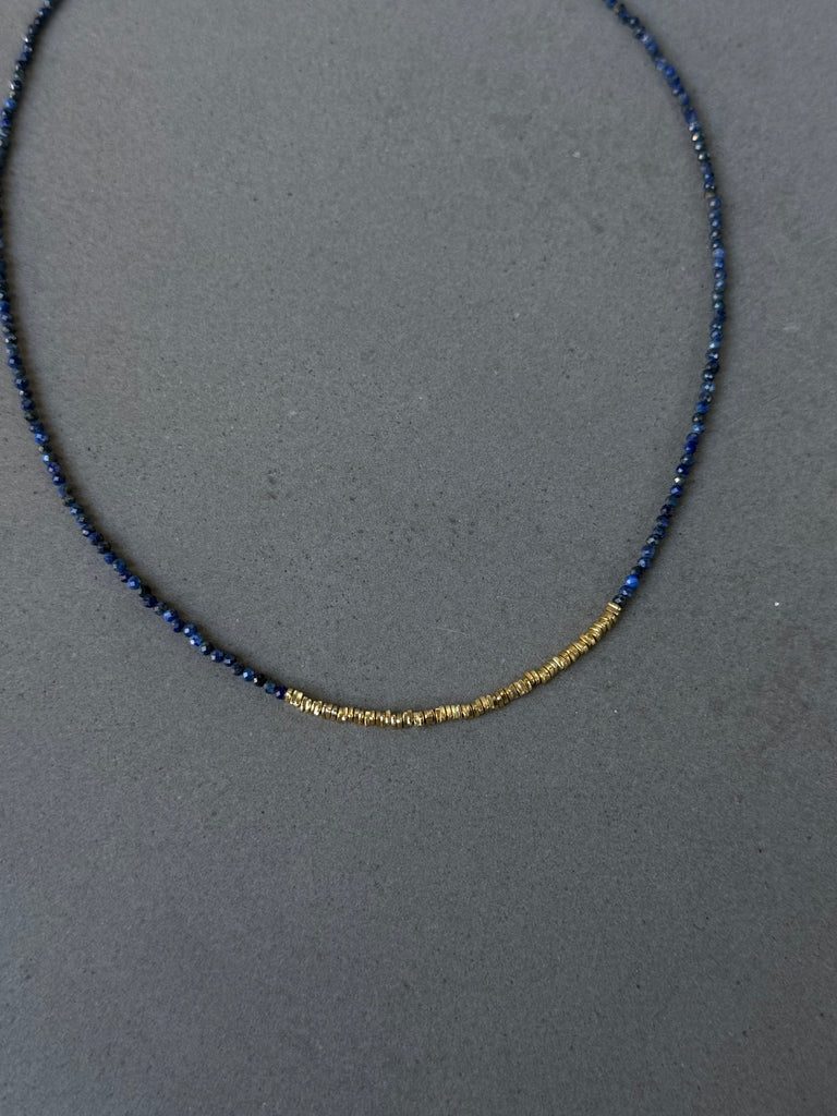 Lapis and Gold Beaded Necklace