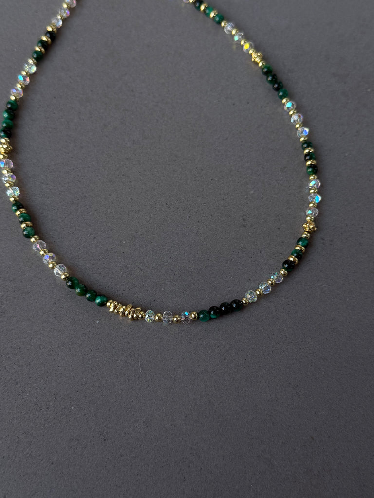 Jade CZ Gold Beaded Necklace
