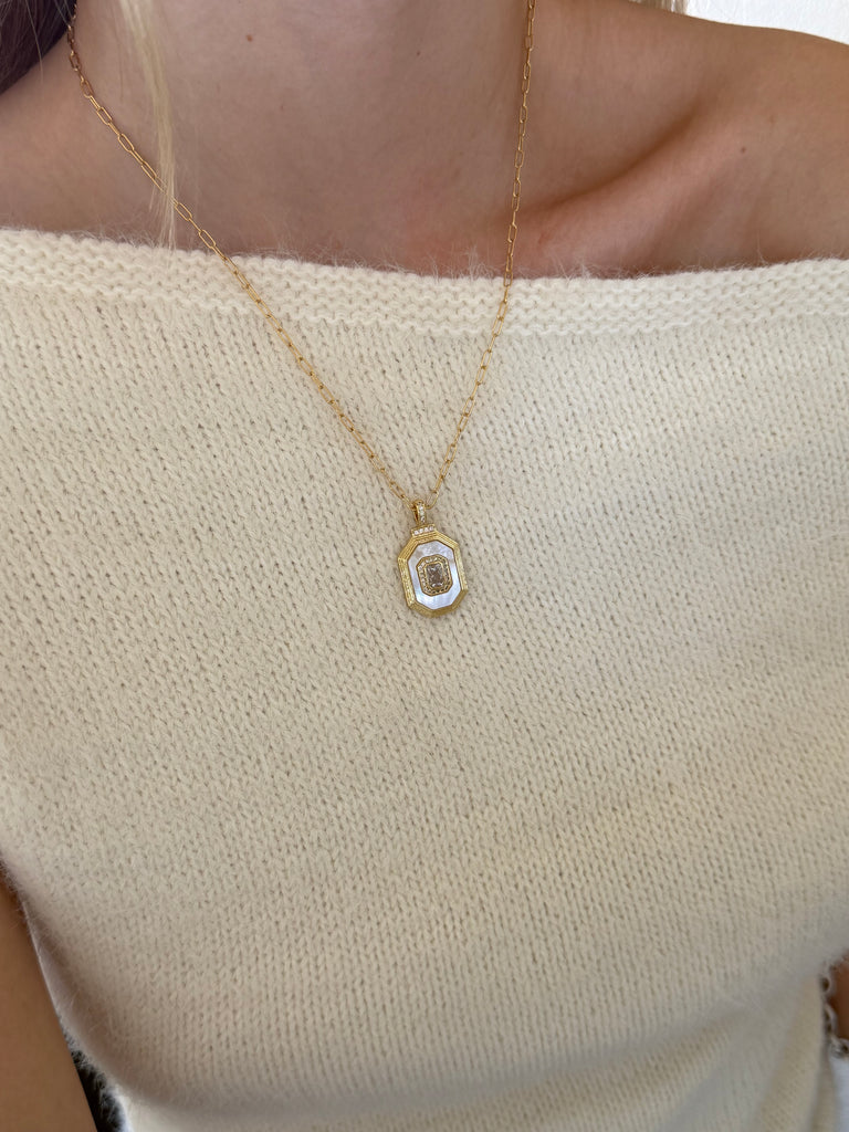White Opal Pendant Necklace
