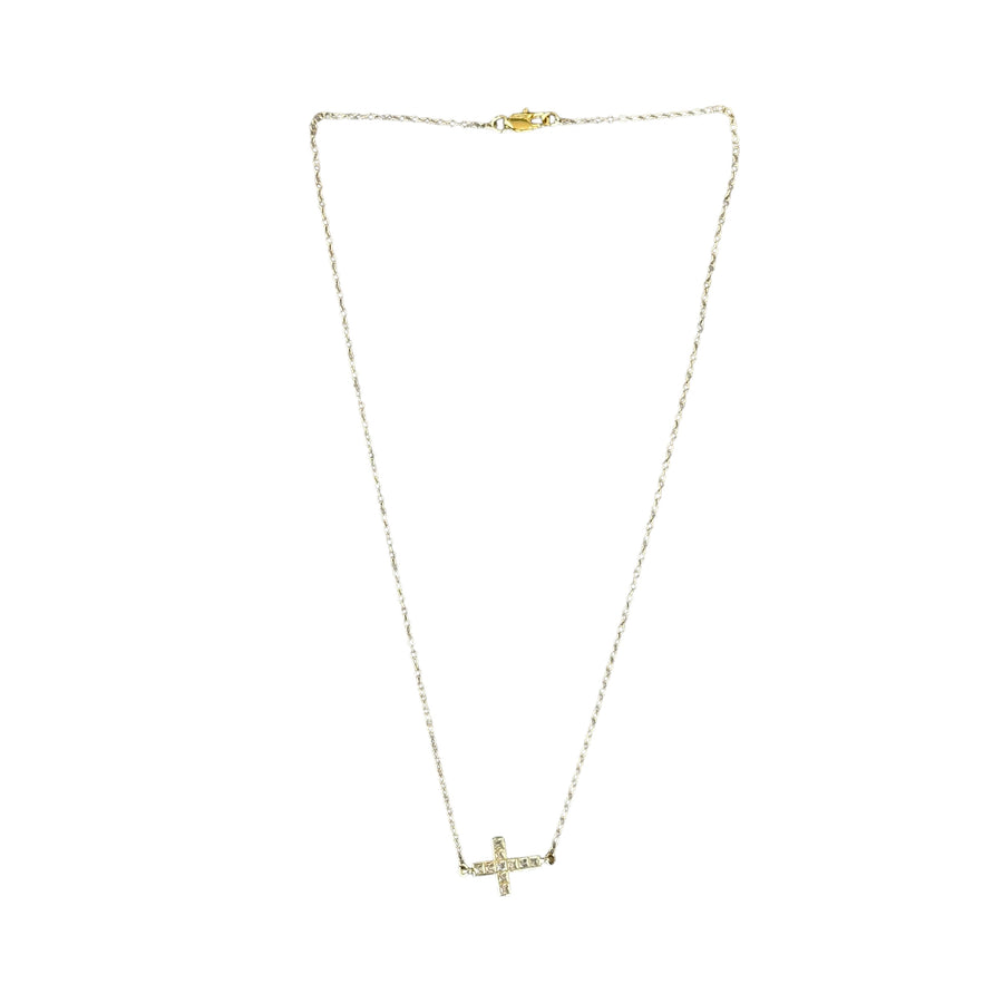 Iris CZ Gold Cross Necklace