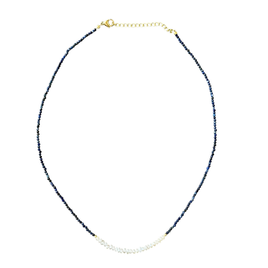 Leonard Lapis Pearl Beaded Necklace
