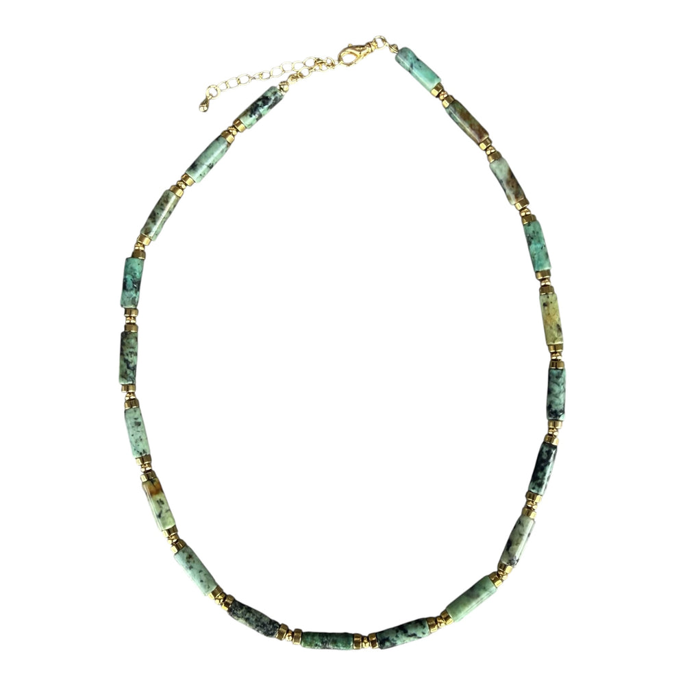 Lucia Peridot and Gold Beaded Necklace