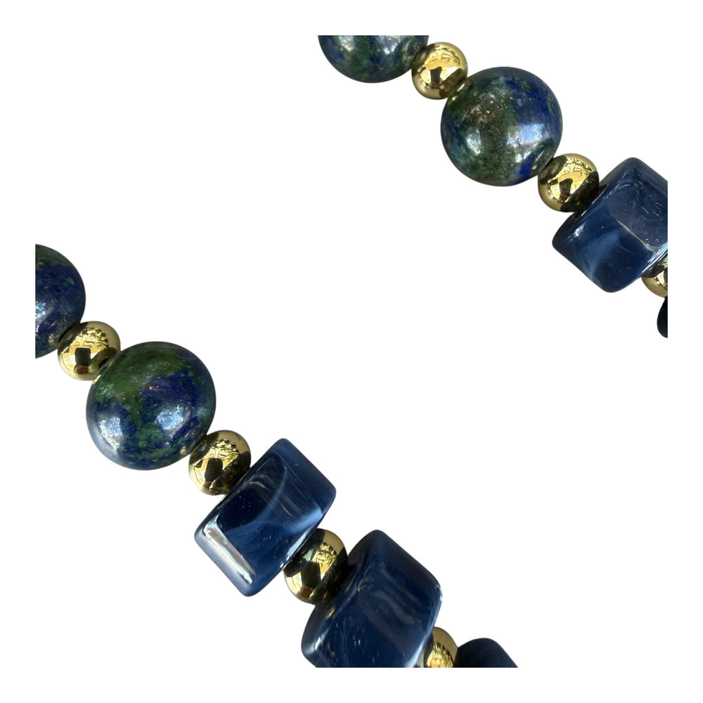 Luke Lapis and Green Quartz Necklace