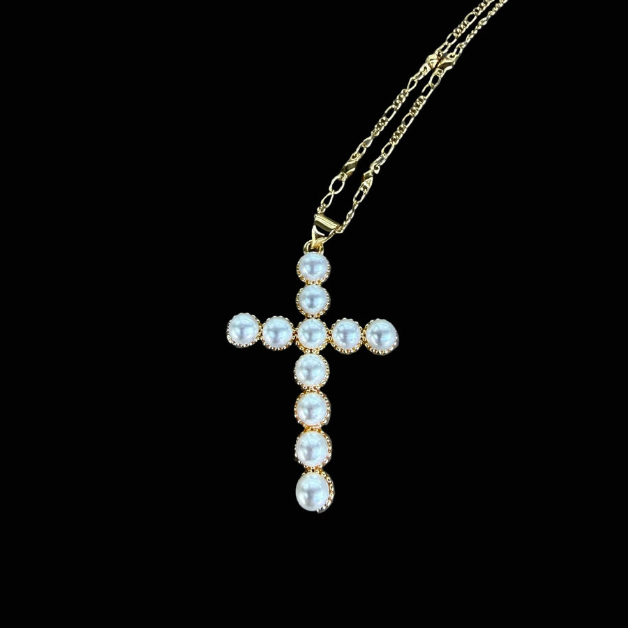 Collar de perlas con cruz Martha