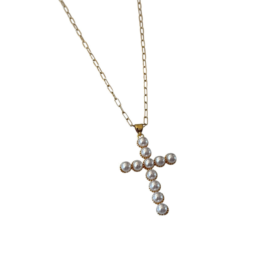 Collar de perlas con cruz Martha
