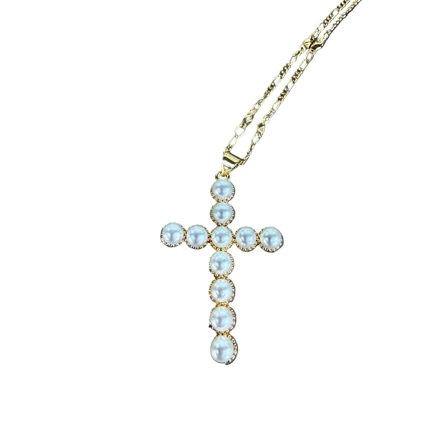Martha Pearl Cross Necklace