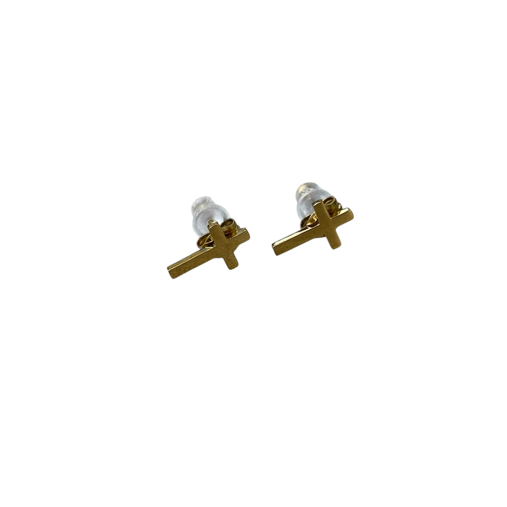 Matthias Gold Cross Stud Earrings