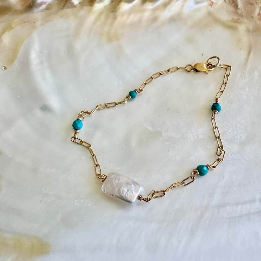 Melody Miles Gold Turquoise Anklet