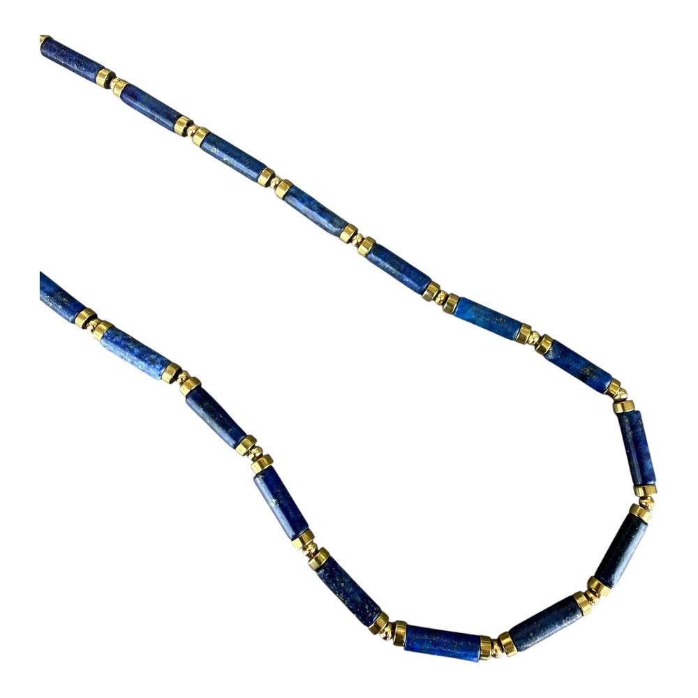 Nicholas Blue Lapis and Gold Bead Necklace