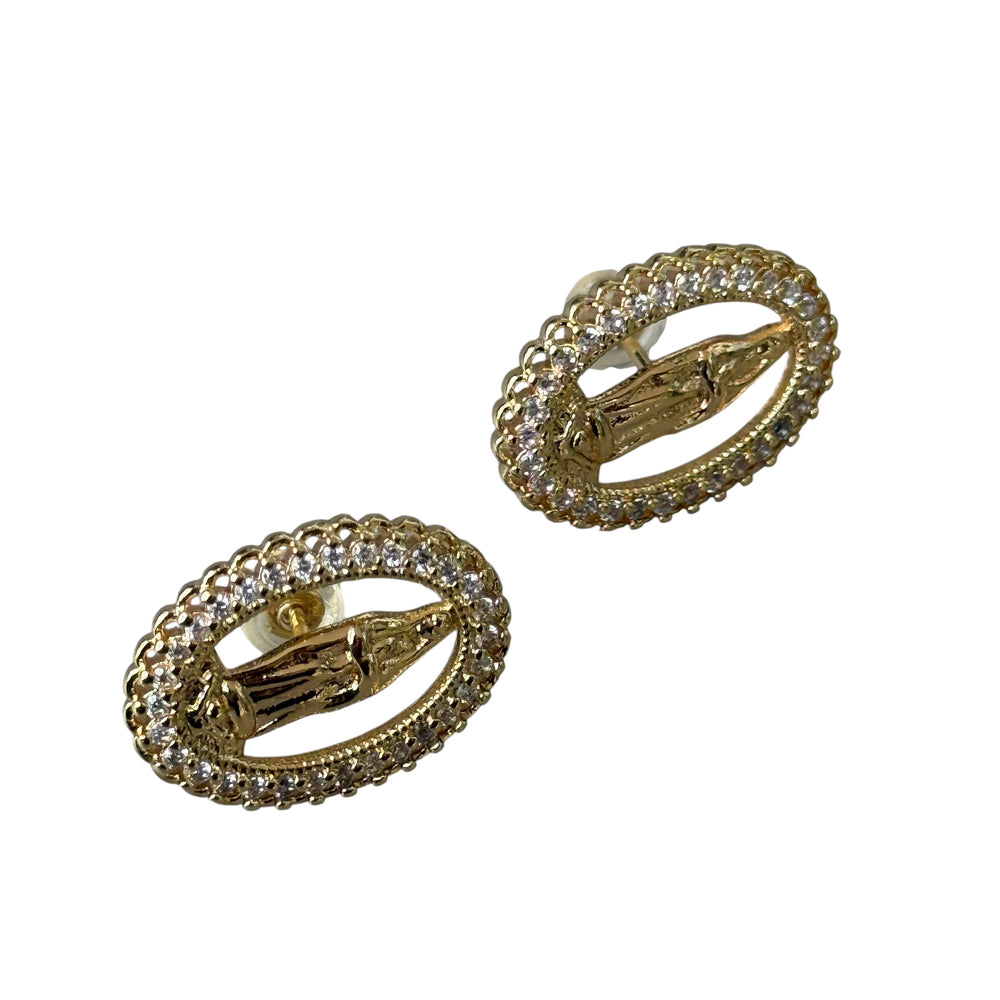 Our Lady Gold Cz Earrings