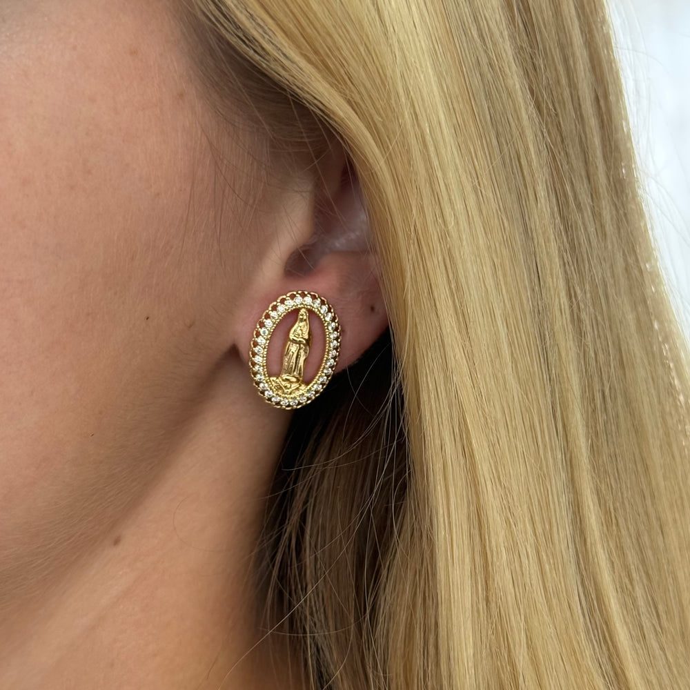 Our Lady Gold Cz Earrings