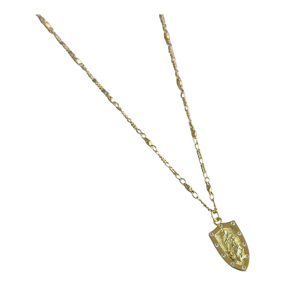 Our Lady Shield Pendant Necklace