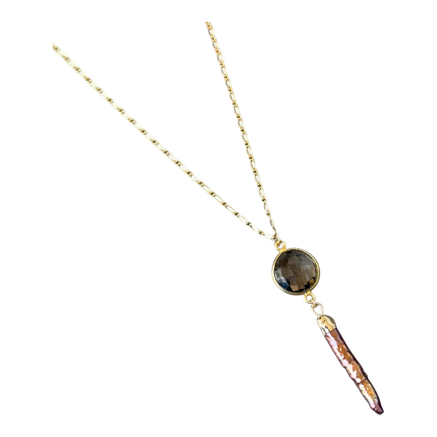 Padre Pearl and Smokey Quartz Necklace