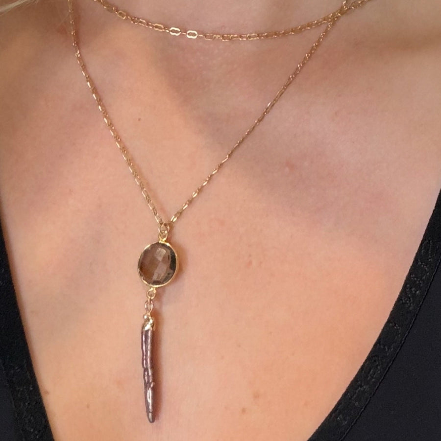 Padre Pearl and Smokey Quartz Necklace